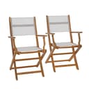 ESTEXO Gartenstuhl Klappstuhl Textil 2er Set Akazienholz Weiß Bild 2