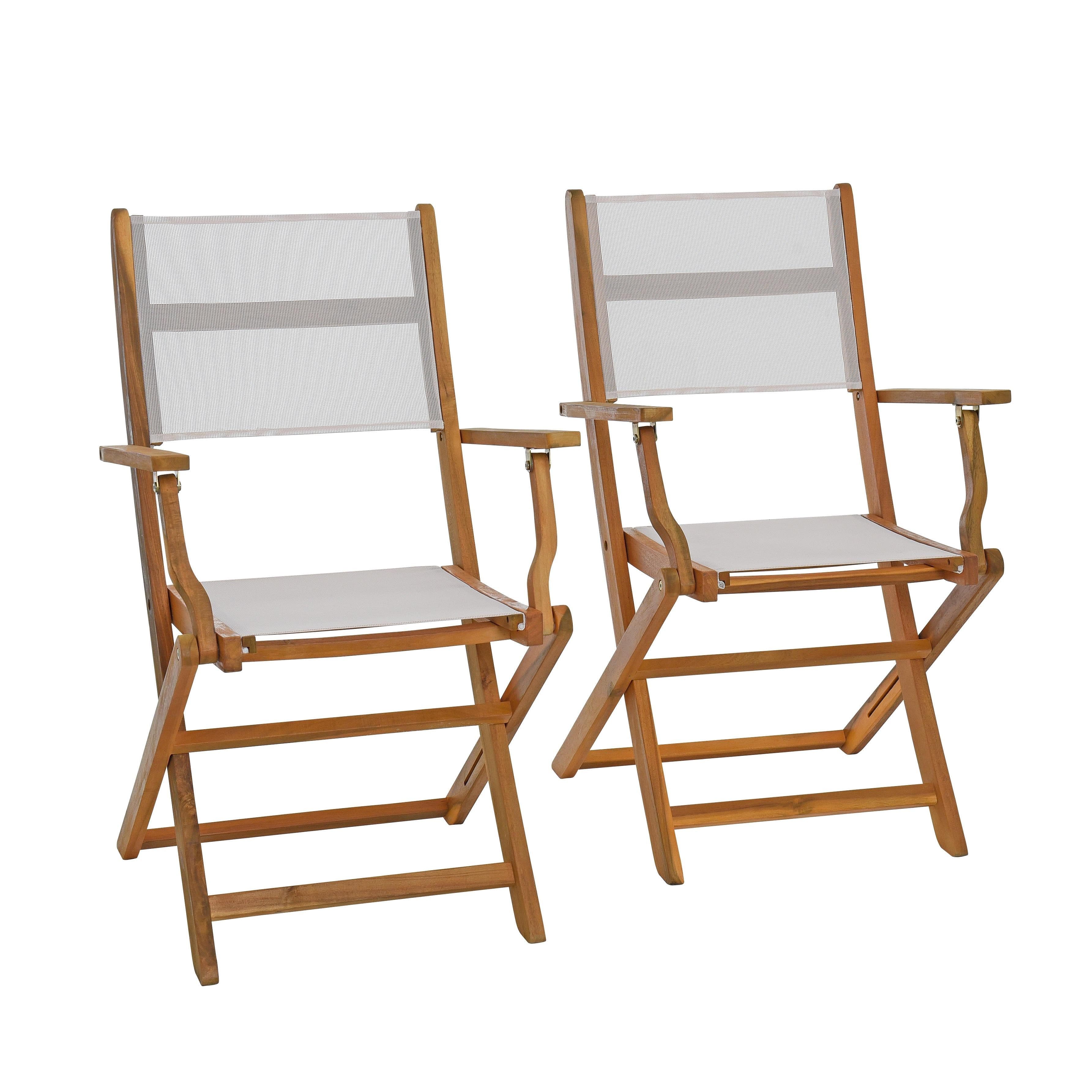 ESTEXO Gartenstuhl Klappstuhl Textil 2er Set Akazienholz Weiß - Bild 2