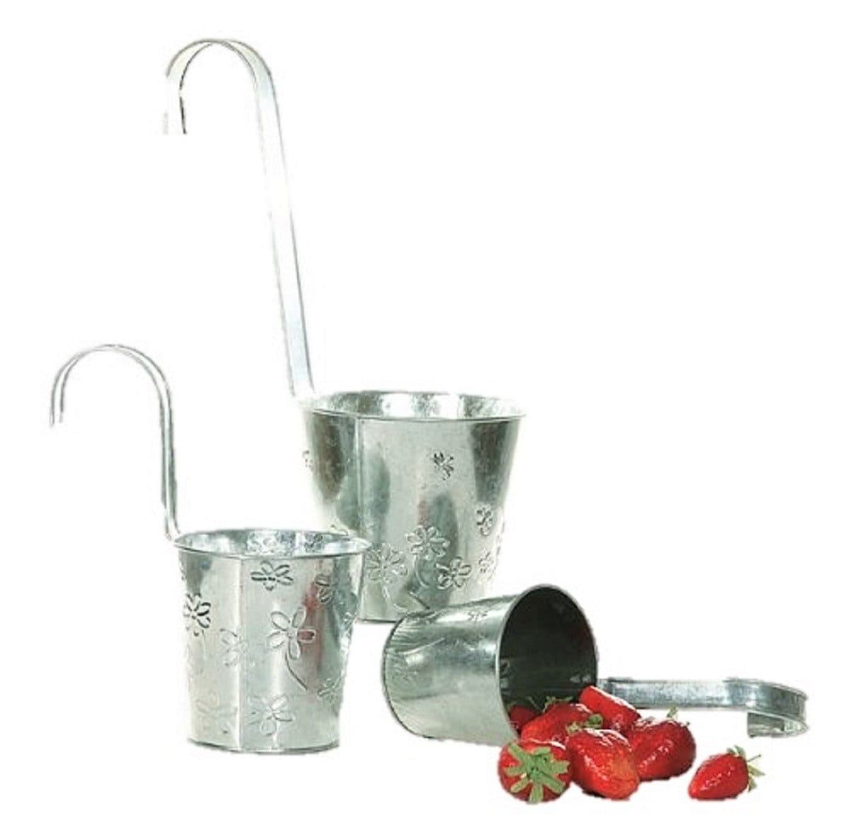 Geschenkestadl Blumentopf Set 4 Stück Silber Metall Blumenprägung