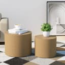 NJLyuhome 2-teiliges Beistelltisch-Set Holzoptik MDF Rund Bild 2
