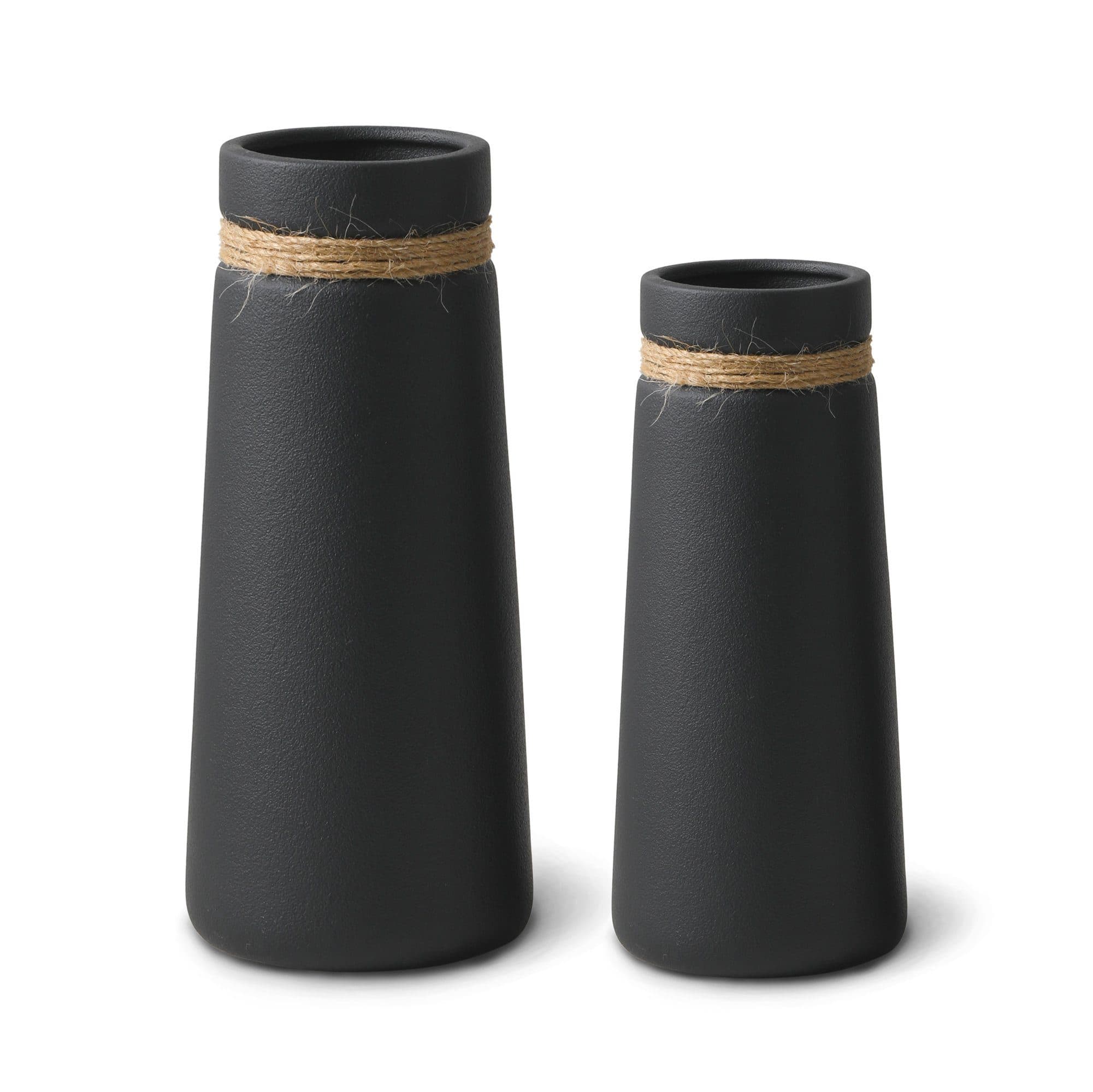 flature Tischvase Keramik 2er-Set Schwarz Boho Style - Bild 2
