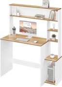 EUGAD Schreibtisch mit 5-stufigem Bücherregal Weiß Eiche Bild 2