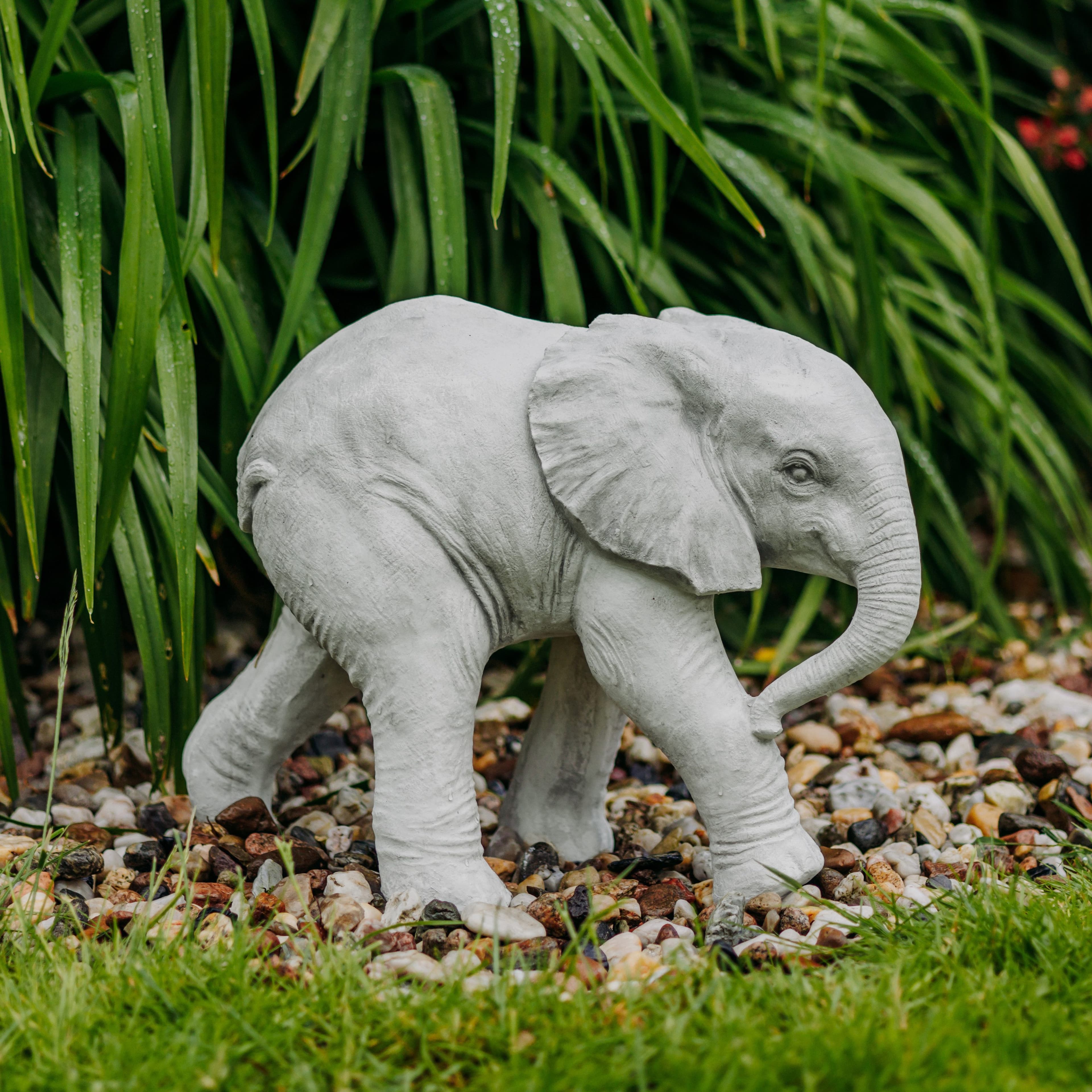 gartendekoparadies.de Gartenfigur Afrikanische Elefanten-Kuh Steinfigur Grau - Bild 2
