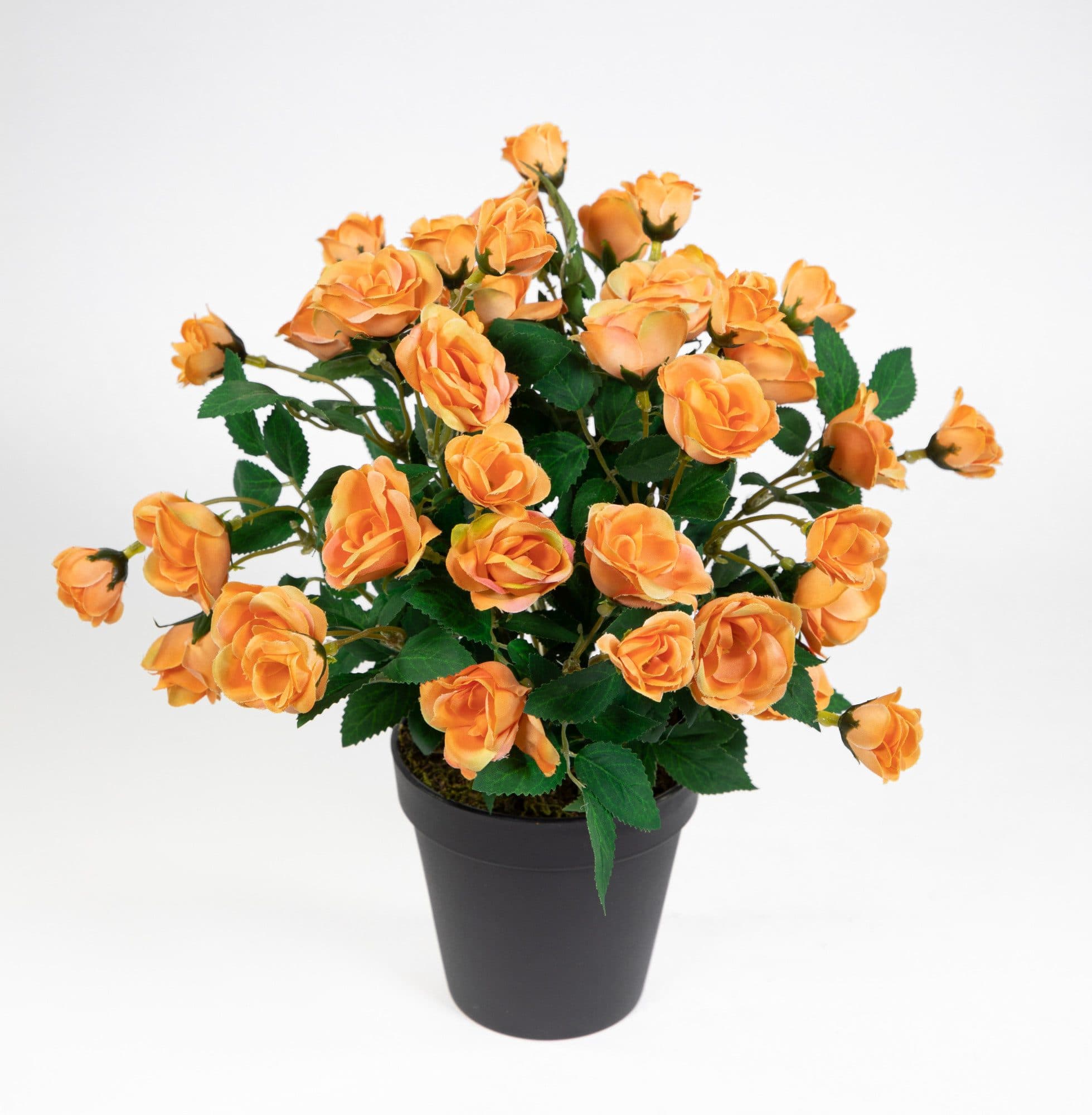 Kunstblume Rosenbusch 30cm Orange Seidenblumen Roß