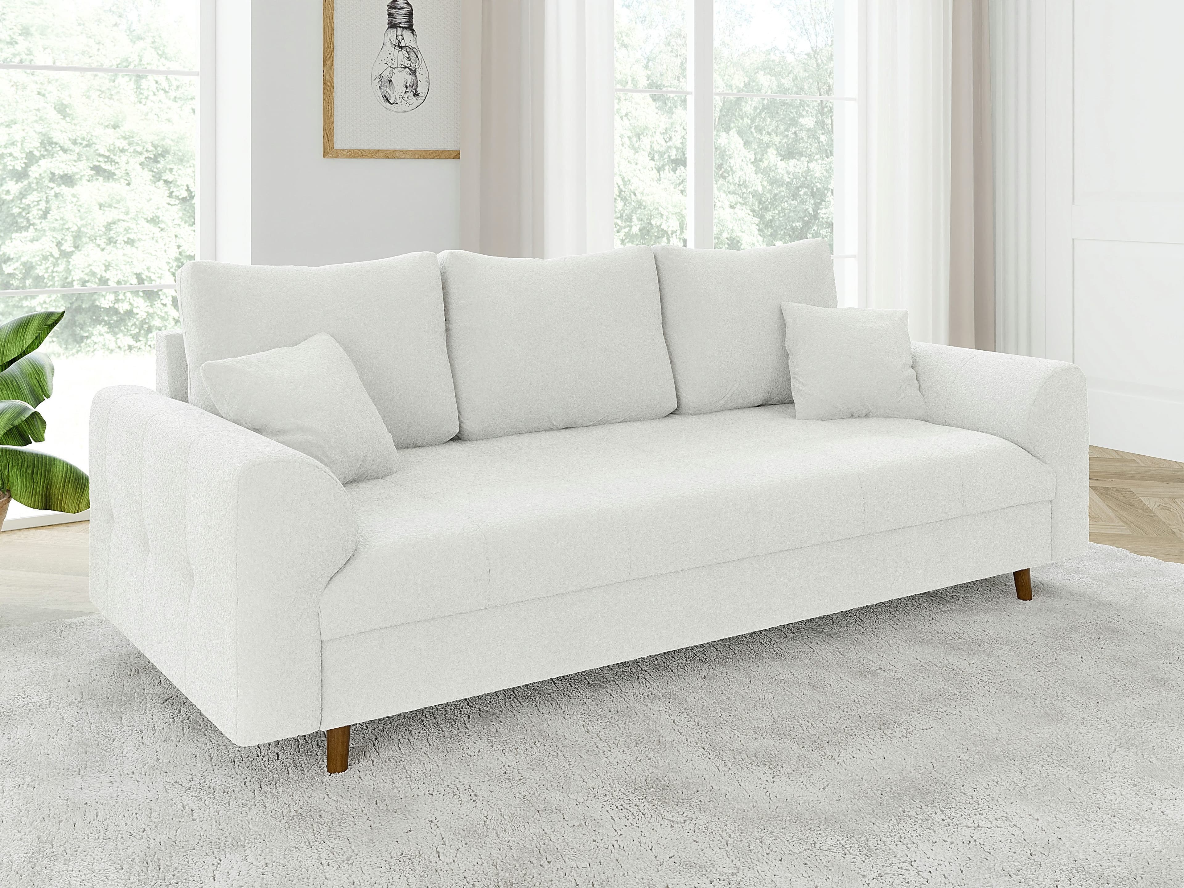S-Style Möbel 3-Sitzer Sofa Leif Weiß Boucle-Stoff Skandinavisch - Bild 2