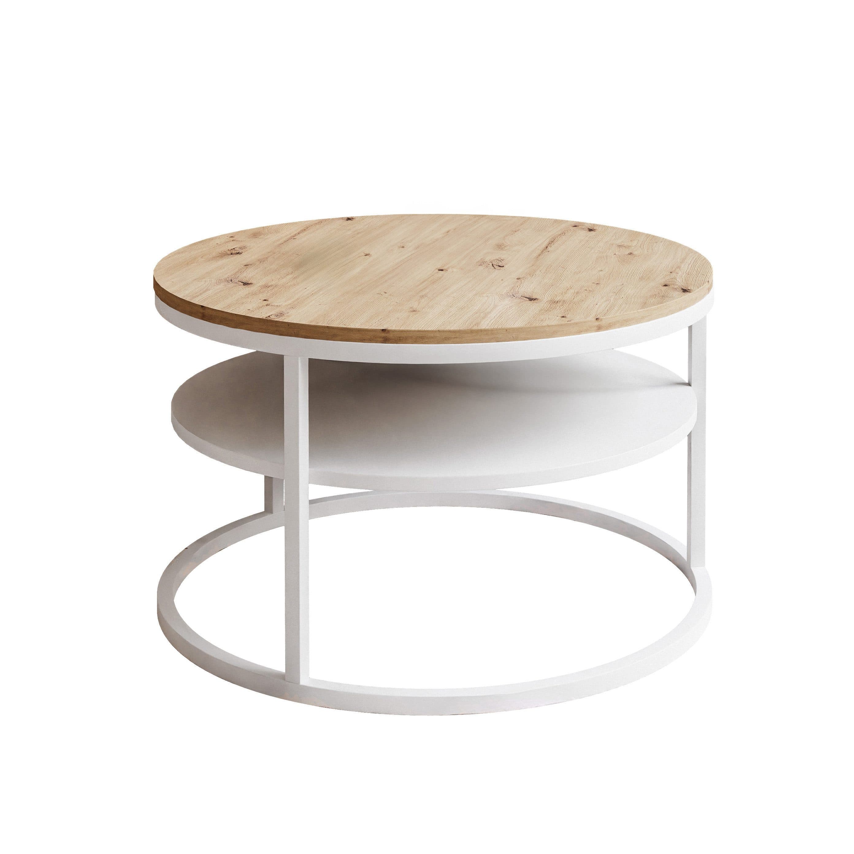 Lookway Couchtisch CIRI SLIM LOFT mit Ablage Weiß/Braun - Bild 2