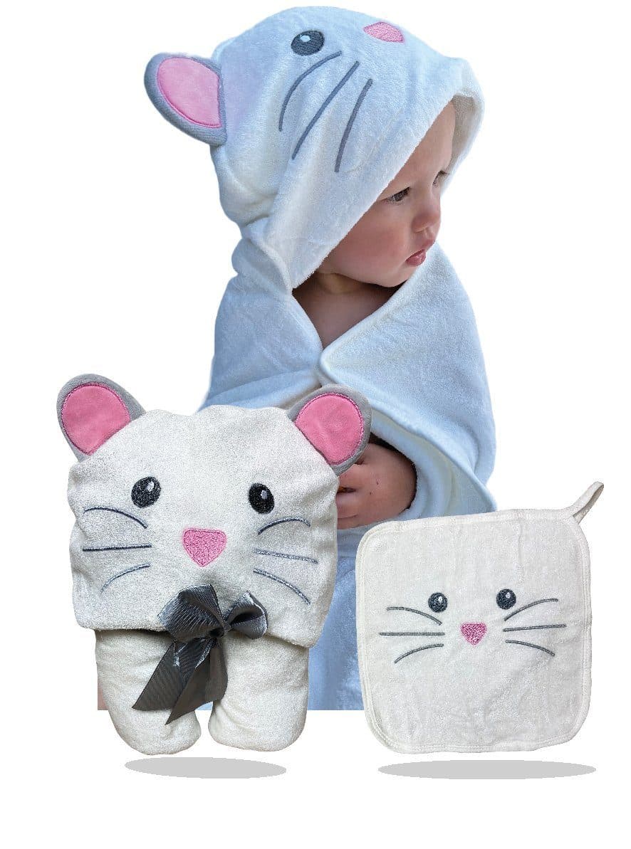 HECKBO Kapuzenhandtuch Maus mit Waschlappen Baby Geschenk - Bild 2