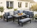 MeXo Gartenlounge-Set XXL 5-tlg. Aluminium Schwarz mit Kissen Bild 2
