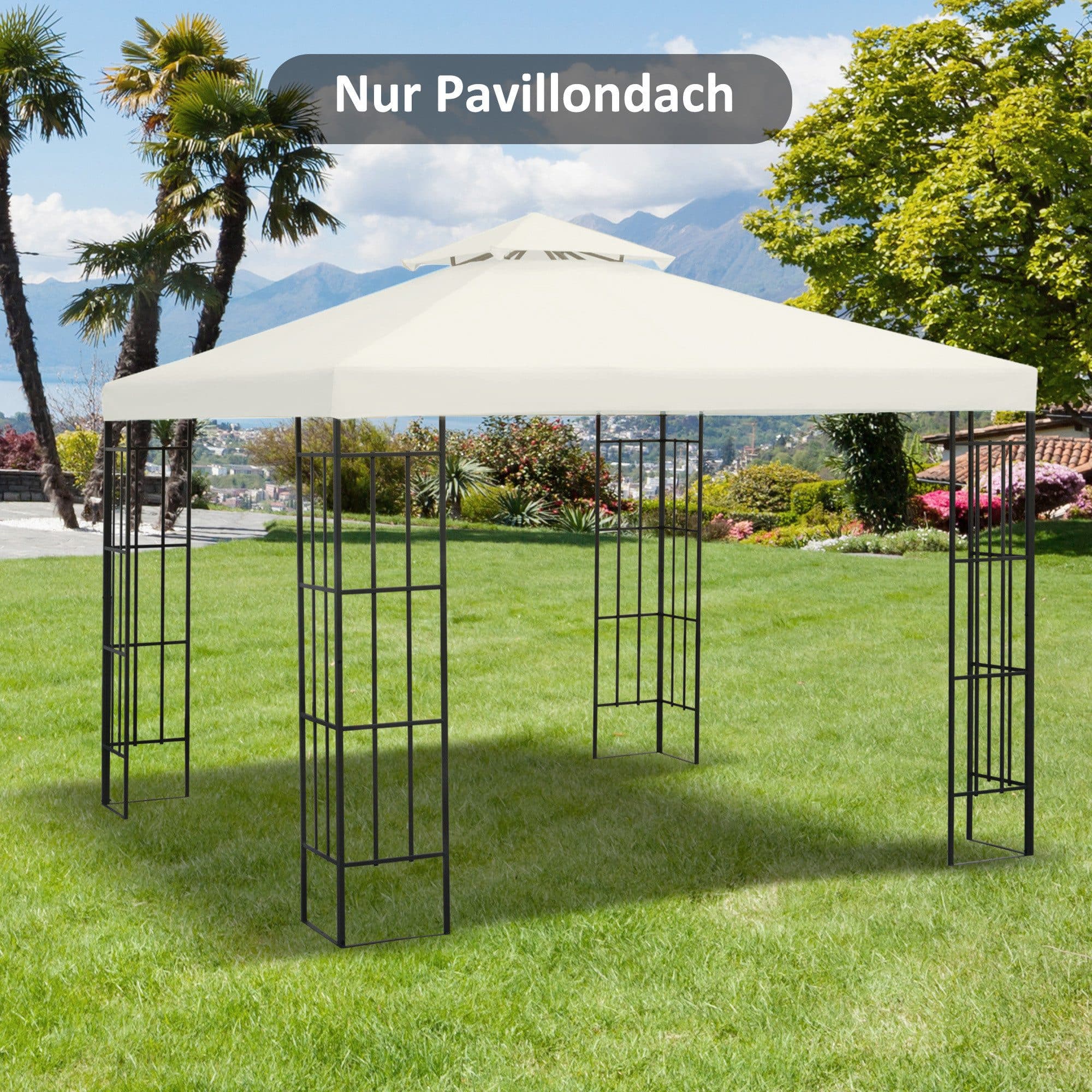 Outsunny Pavillon-Ersatzdach Cremeweiß 3x3 m Doppeldach - Bild 2