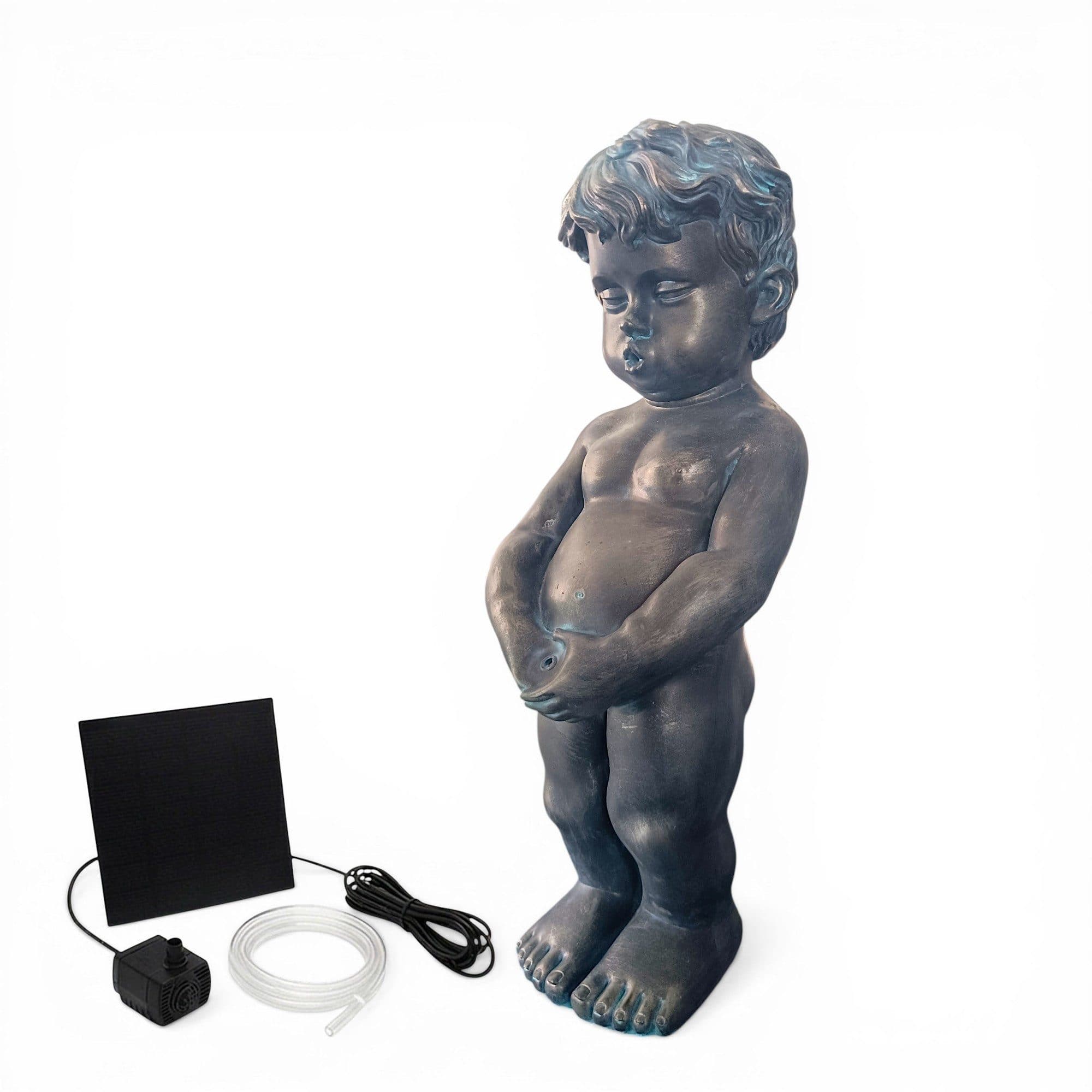 Arnusa Solar Wasserspeier Junge klassisch Gartendeko Polyresin - Bild 2