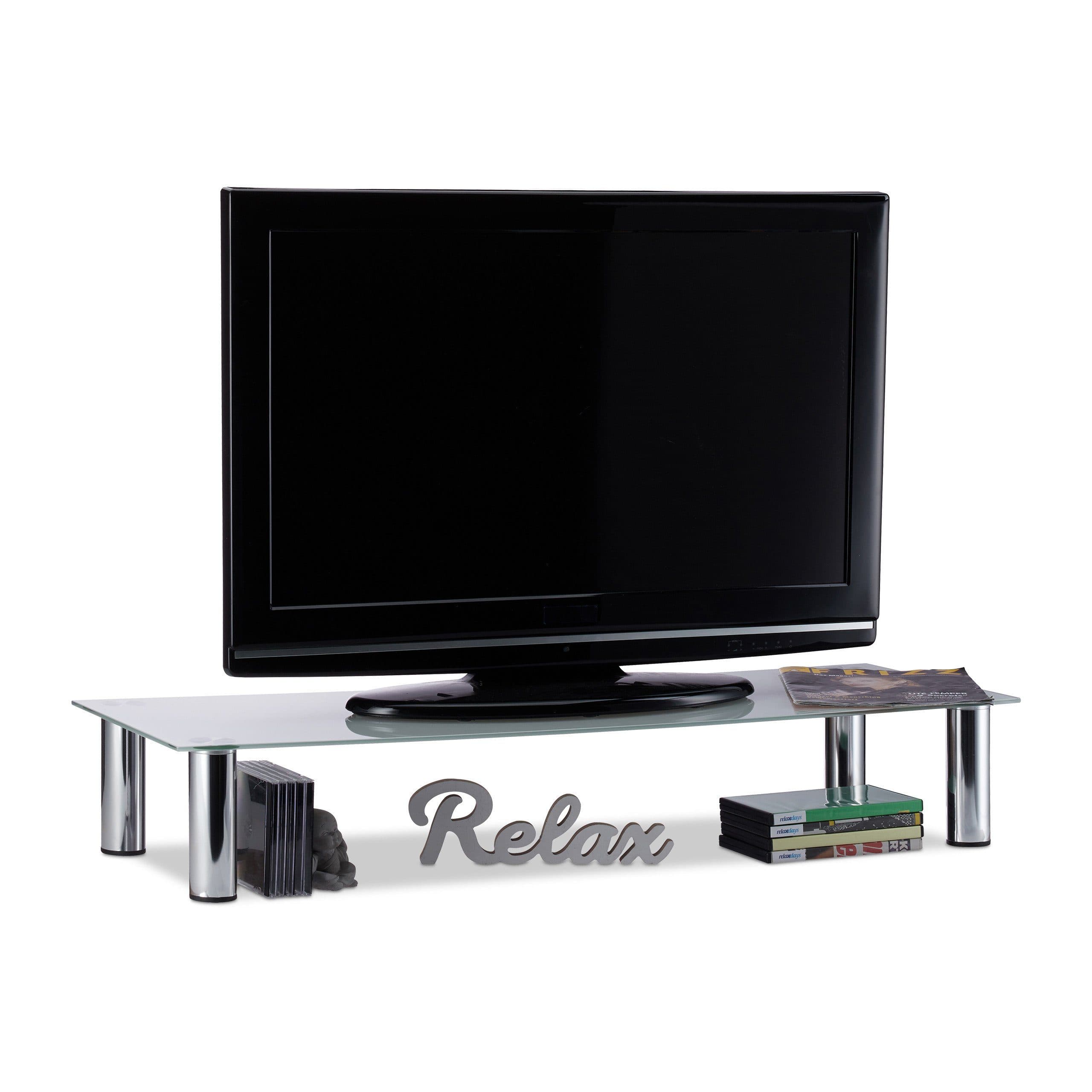 relaxdays TV-Tisch Glas Modern mit verchromten Beinen - Bild 2