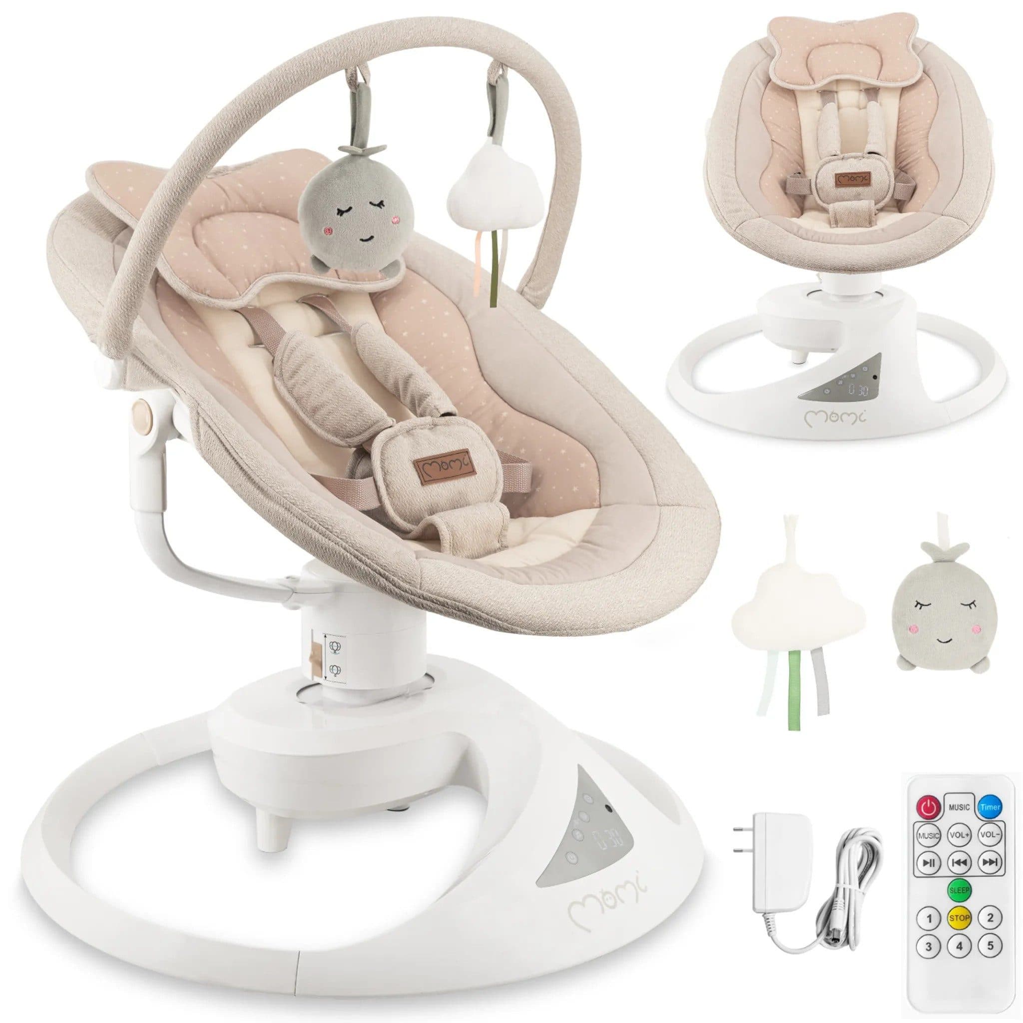 MoMi Babywippe Pearl 360° drehbar Bluetooth Beige - Bild 2