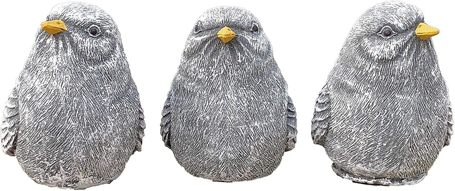 Stone and Style Gartenfigur 3er-Set Vogel klein Grau - Bild 2