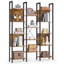 VASAGLE Bücherregal 14 Ablagen Metallrahmen Wohnzimmer Braun Bild 2