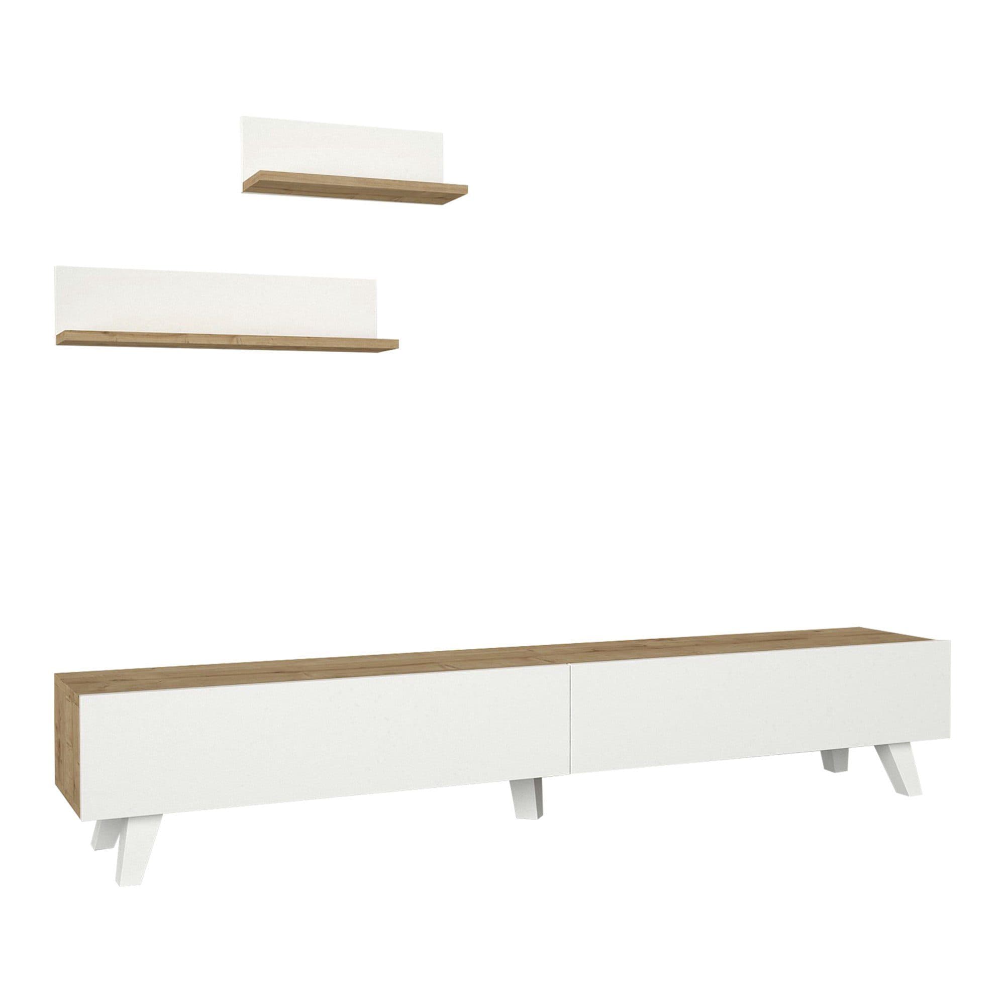 en.casa TV-Schrank Saarijärvi mit 2 Regalen Eiche-Optik/Weiß - Bild 2