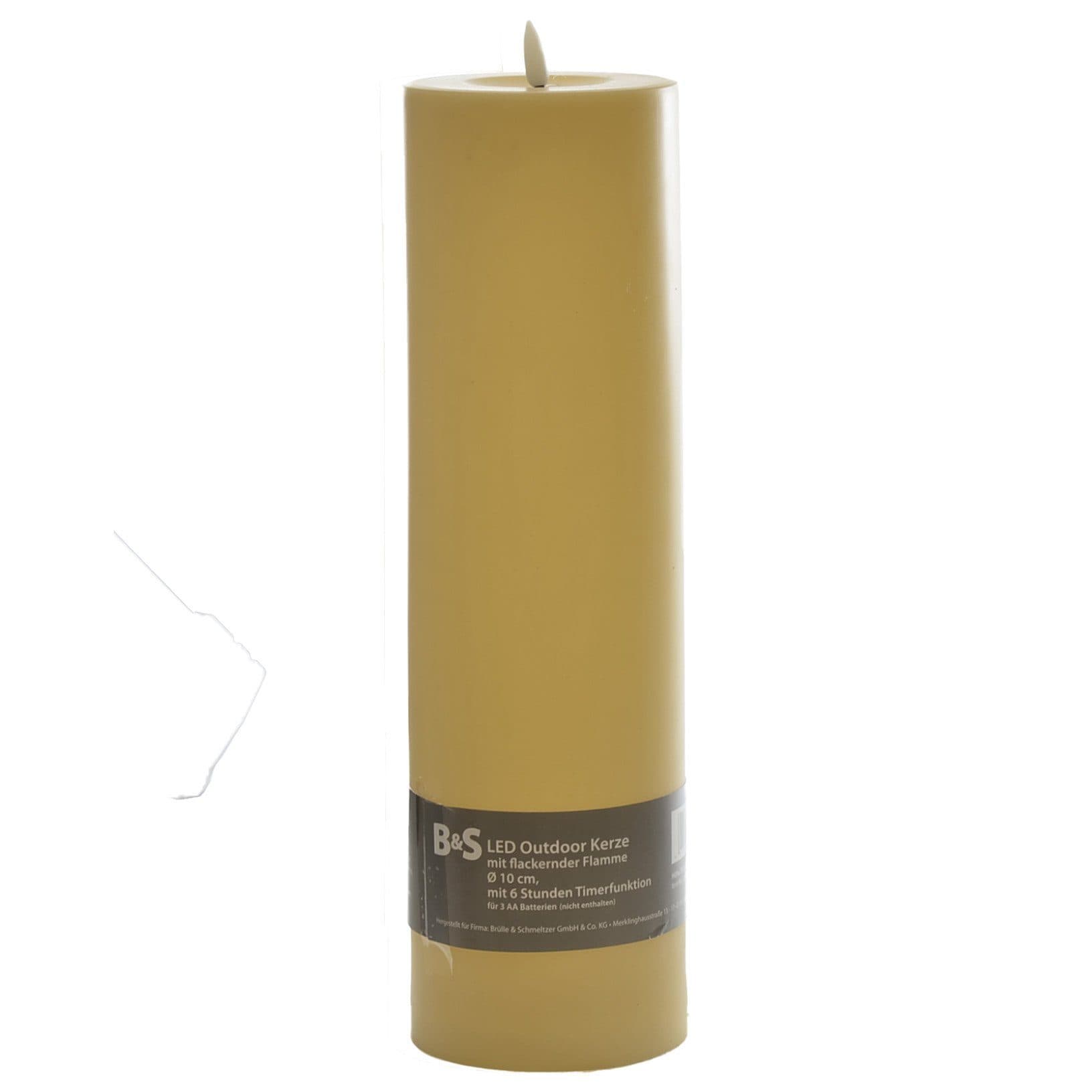 B&S LED-Kerze Outdoor Creme 35x10cm Flackerflamme Timer