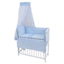 Baby-Delux Beistellbett Royal Blau Rüsche Weiß höhenverstellbar mit Matratze Bild 2