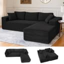COMHOMA L-förmiges Sofa Big-Sofa Schwarz Cordstoff Bild 2