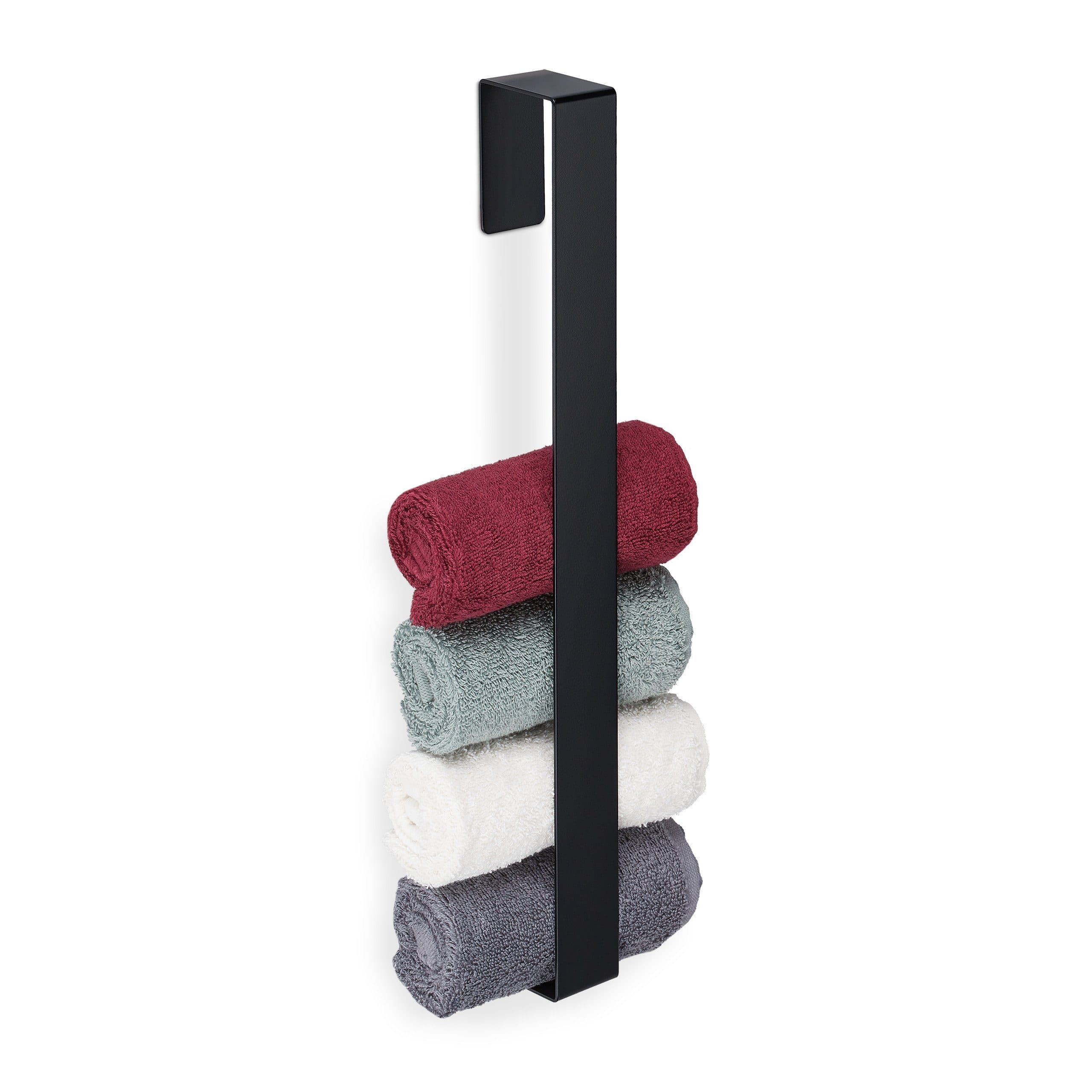 relaxdays Handtuchhalter ohne Bohren Schwarz Edelstahl - Bild 2