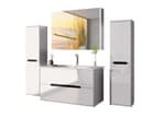 Homeline Badmöbel-Set 90 cm Hochglanz Eiche/Weiß Schwarz mit Spiegelschrank Bild 2
