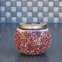 MARELIDA LED Solar Windlicht Rot Mosaik Glas Bild 2