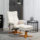 HOMCOM Massagesessel Cremeweiß mit Hocker und Massagefunktion Bild 2