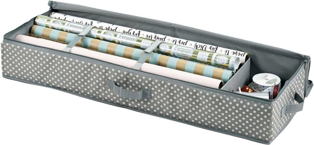 Zeller Present Geschenkpapier-Organizer Aufbewahrungstasche Grau Polyester - Bild 2