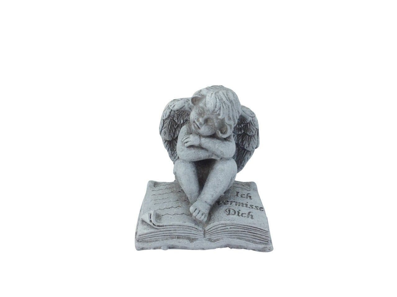 TrendLine Engelfigur Grabschmuck Grau mit Buch