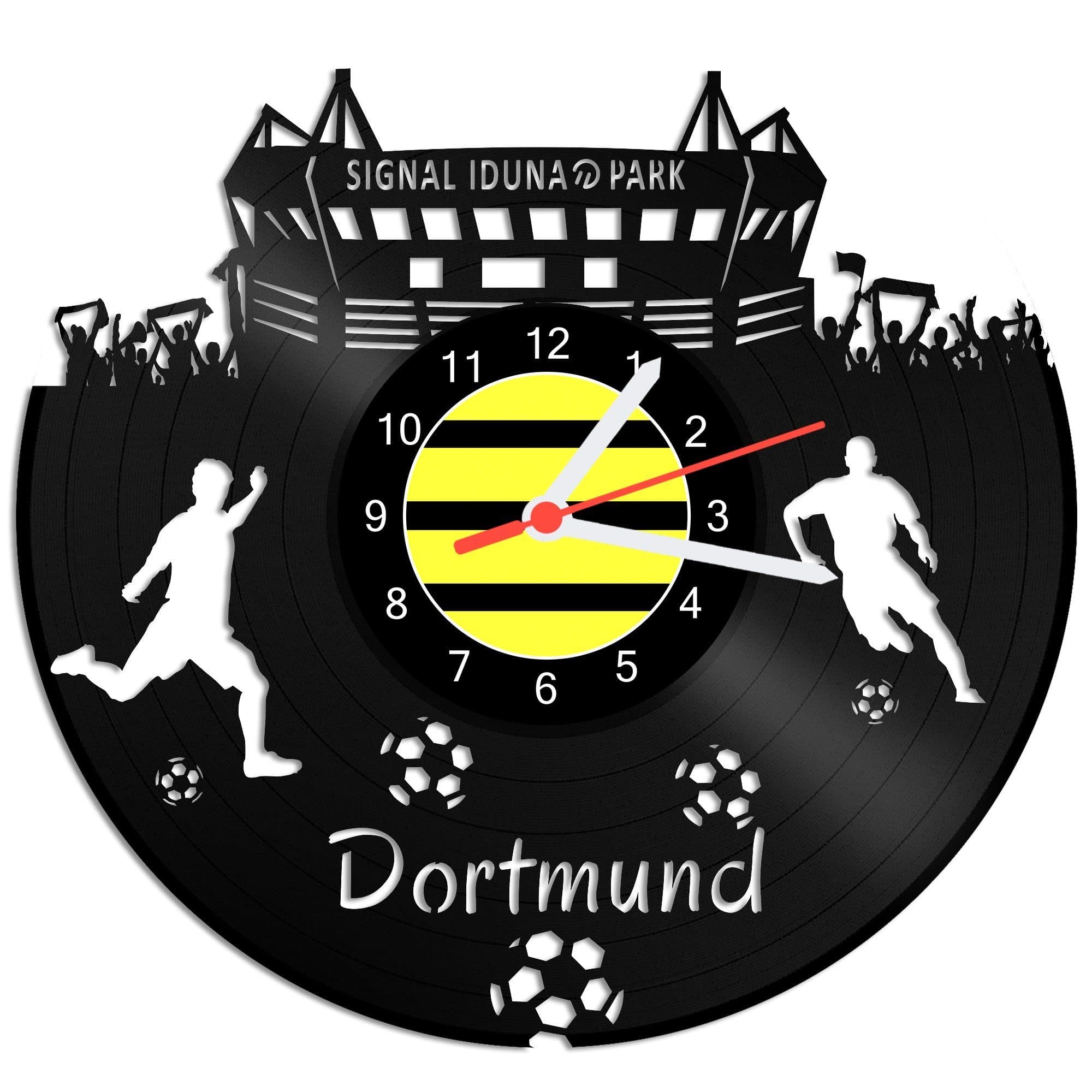 GRAVURZEILE Wanduhr Schallplattenuhr Dortmund 100% Vereinsliebe Fußball - Bild 2