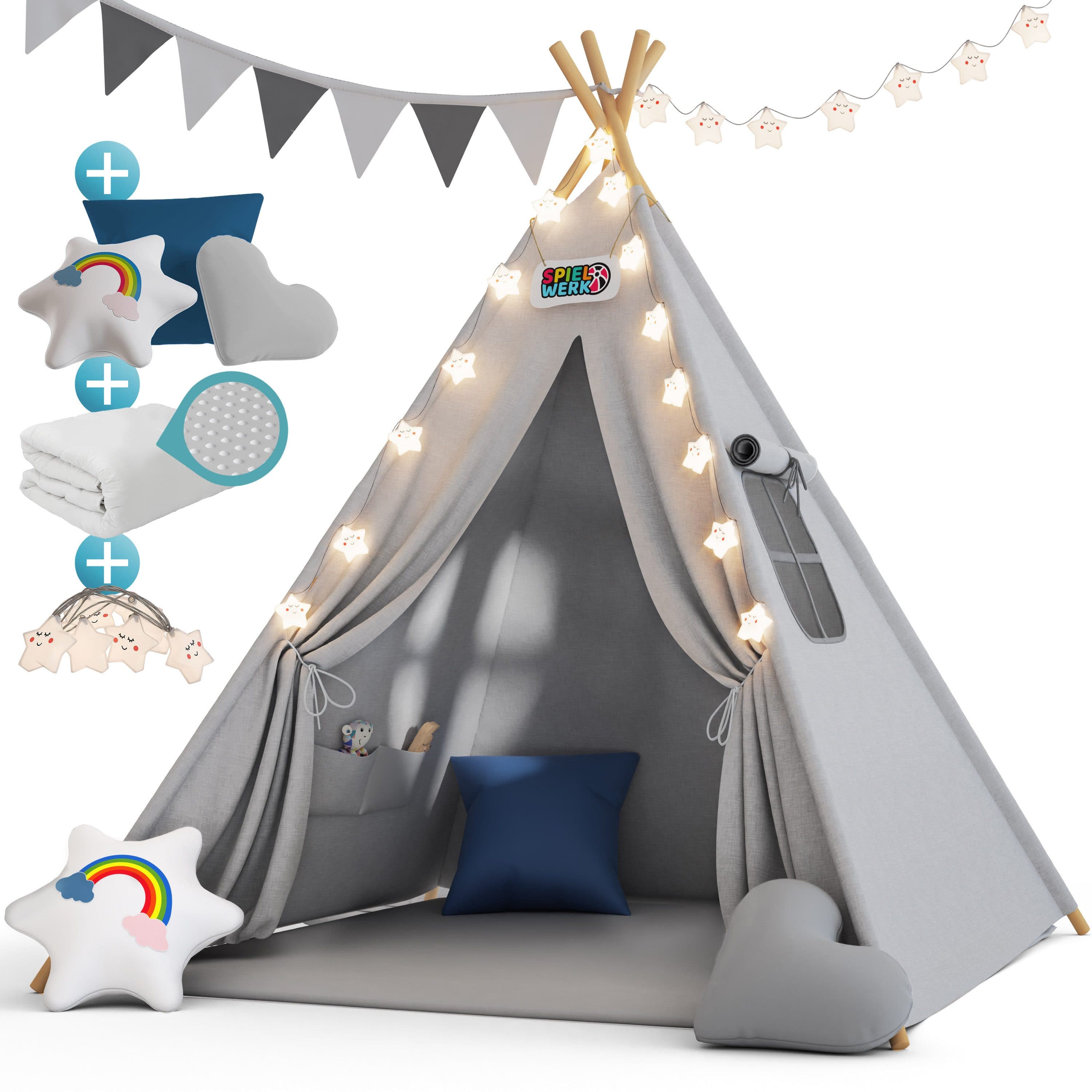 Spielwerk Kindertipi mit Lichterkette und Kissen - Bild 2