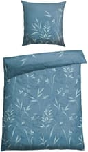 Schiesser Bettwäsche Kicky Baumwolle Jeansoptik Floral Petrol Bild 2