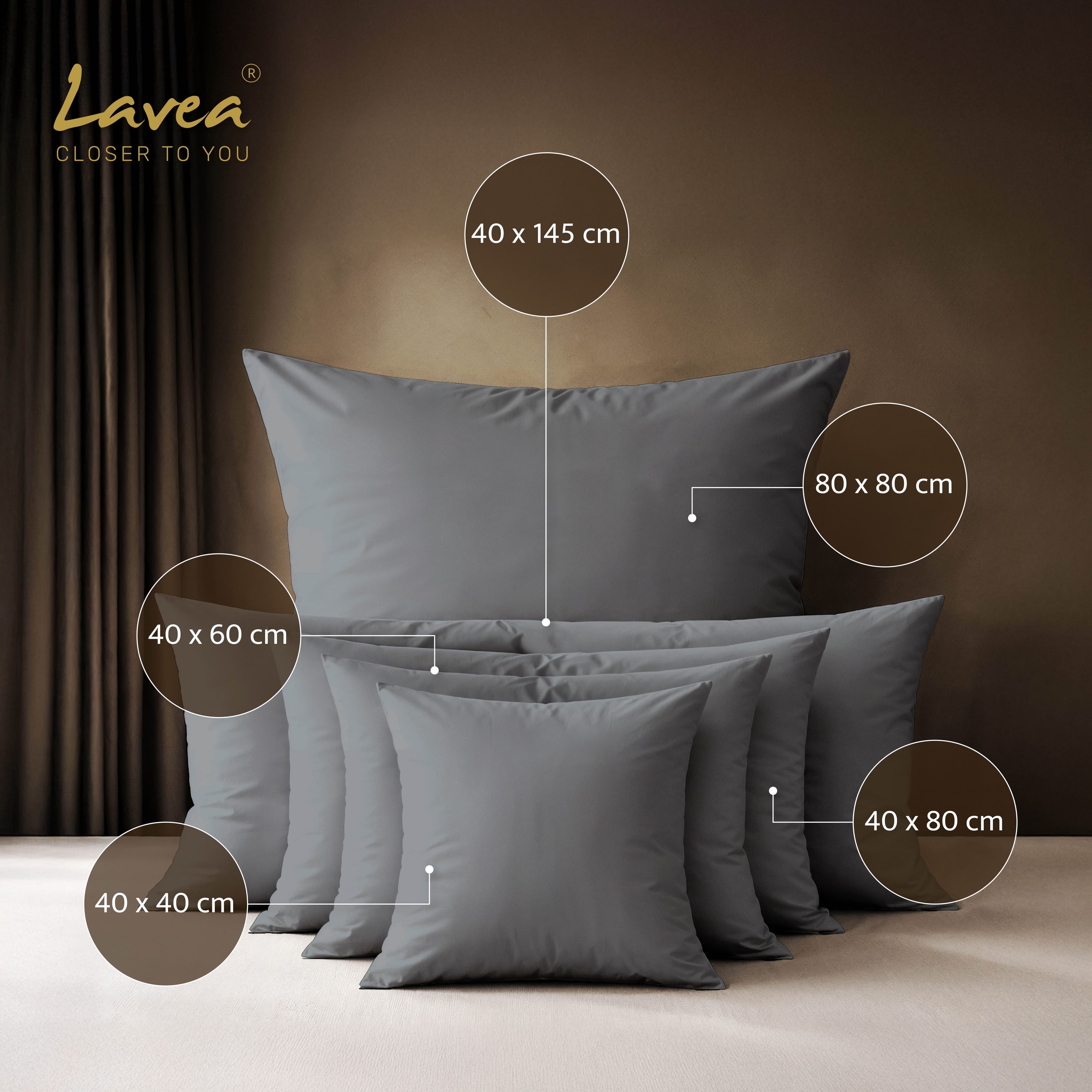 Lavea Kissenbezug 2er Set 100% Baumwolle Grau Jasmin - Bild 2