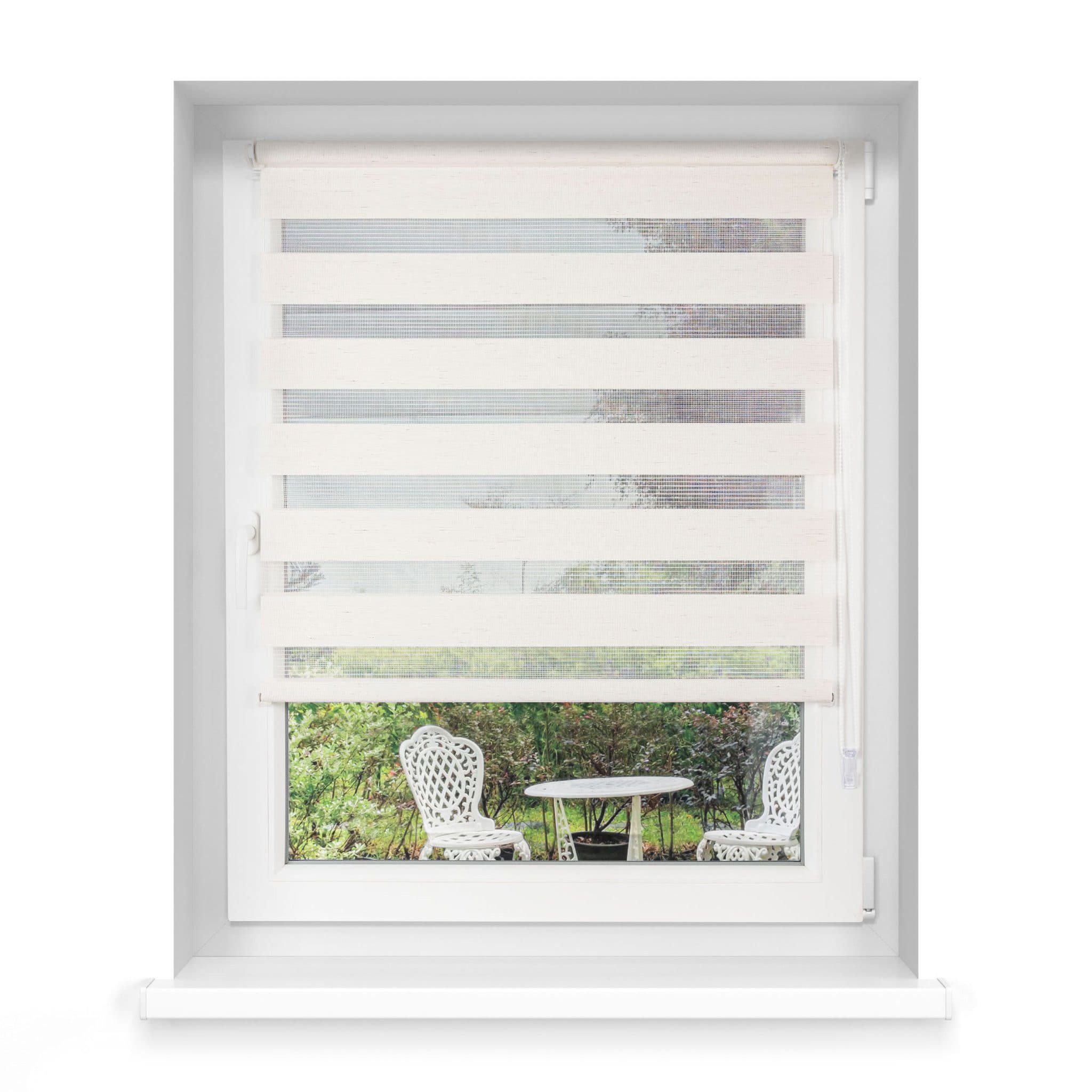 Victoria M. Doppelrollo Klemmfix Leinen Struktur Beige - Bild 2