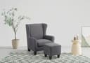 Home affaire Ohrensessel Chilly mit Hocker Grau Microfaser Bild 2