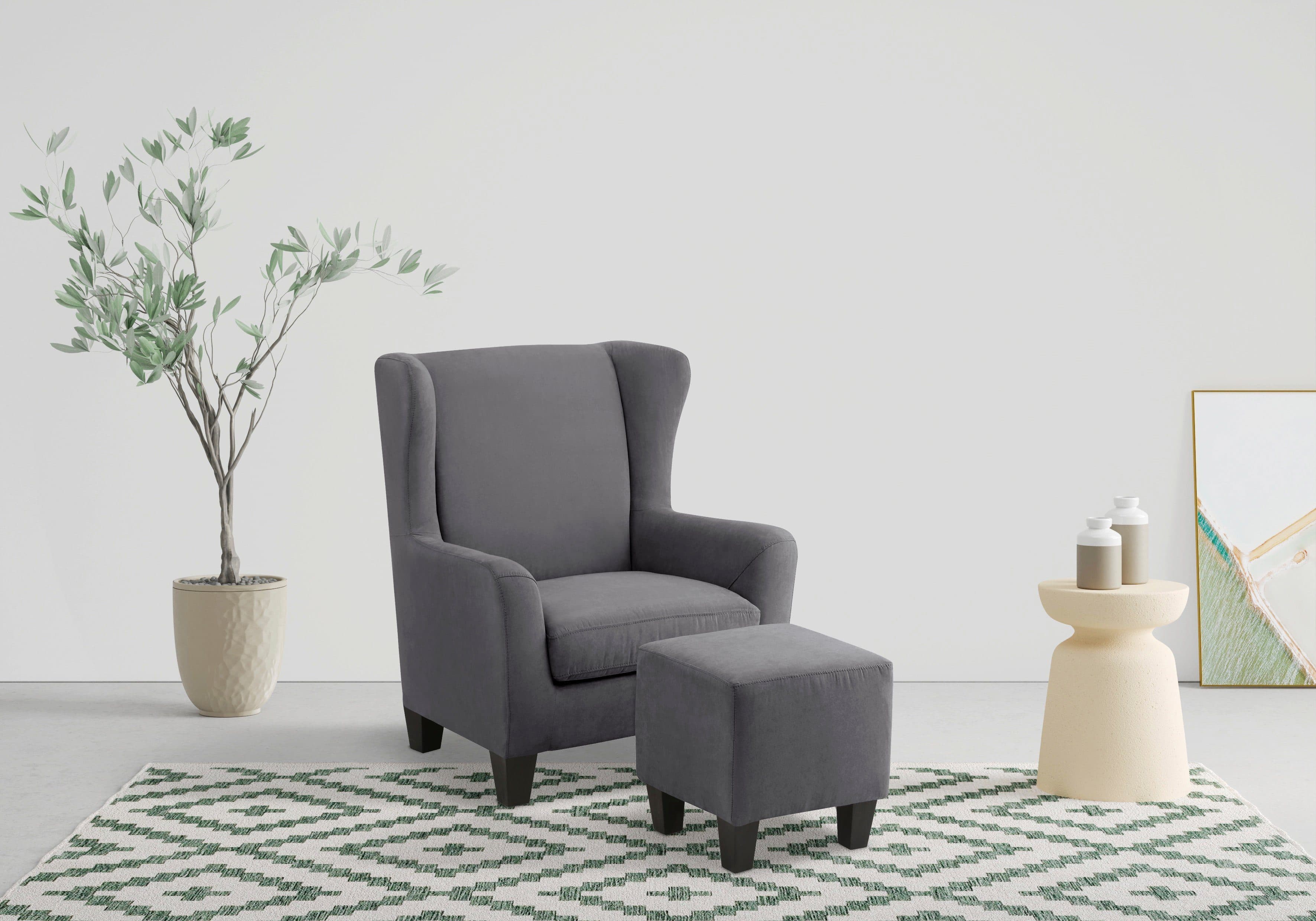Home affaire Ohrensessel Chilly mit Hocker Grau Microfaser - Bild 2