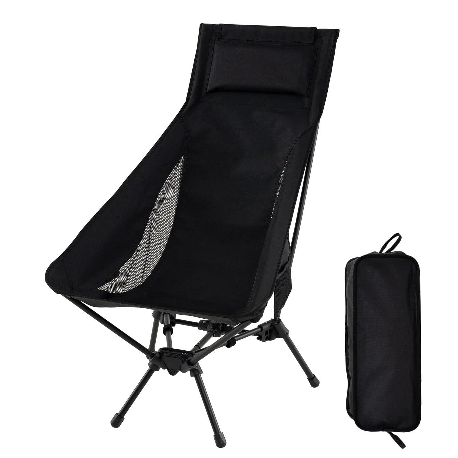 COSTWAY Campingstuhl Faltbar Schwarz 150kg Tragfähigkeit