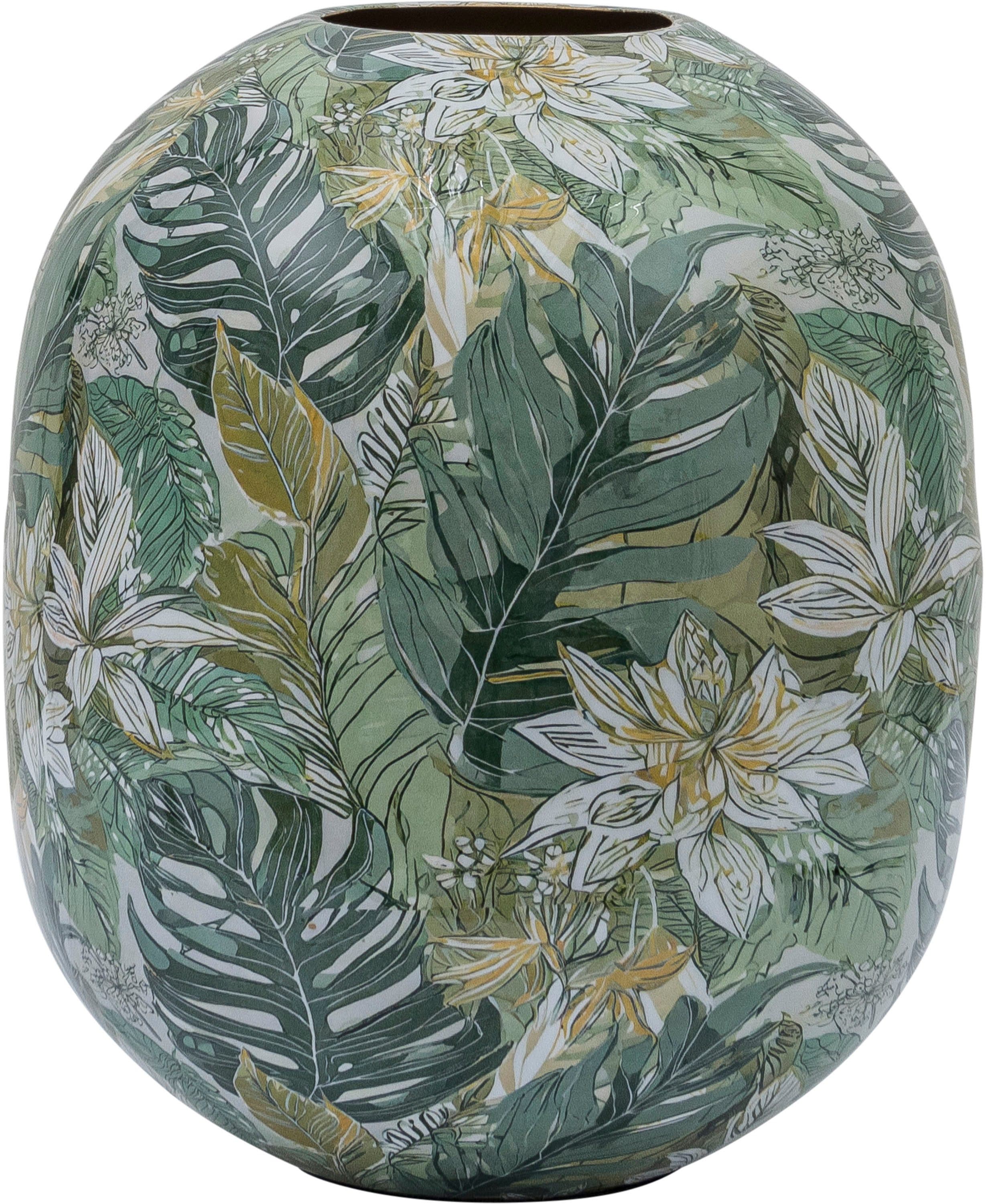CREATIV HOME Tischvase Grün Metall Florales Dekor 32cm - Bild 2