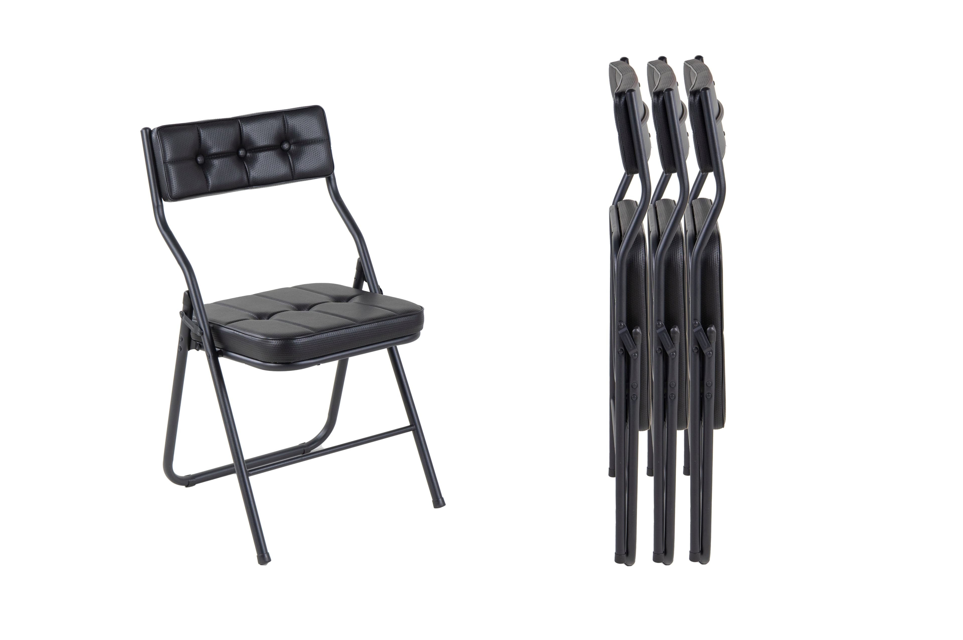 Stalwart Premium Klappstuhl Schwarz 4er Set - 130 kg belastbar - Bild 2