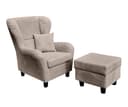 luma-home Ohrensessel mit Hocker und Zierkissen Taupe Cordstoff Bild 2