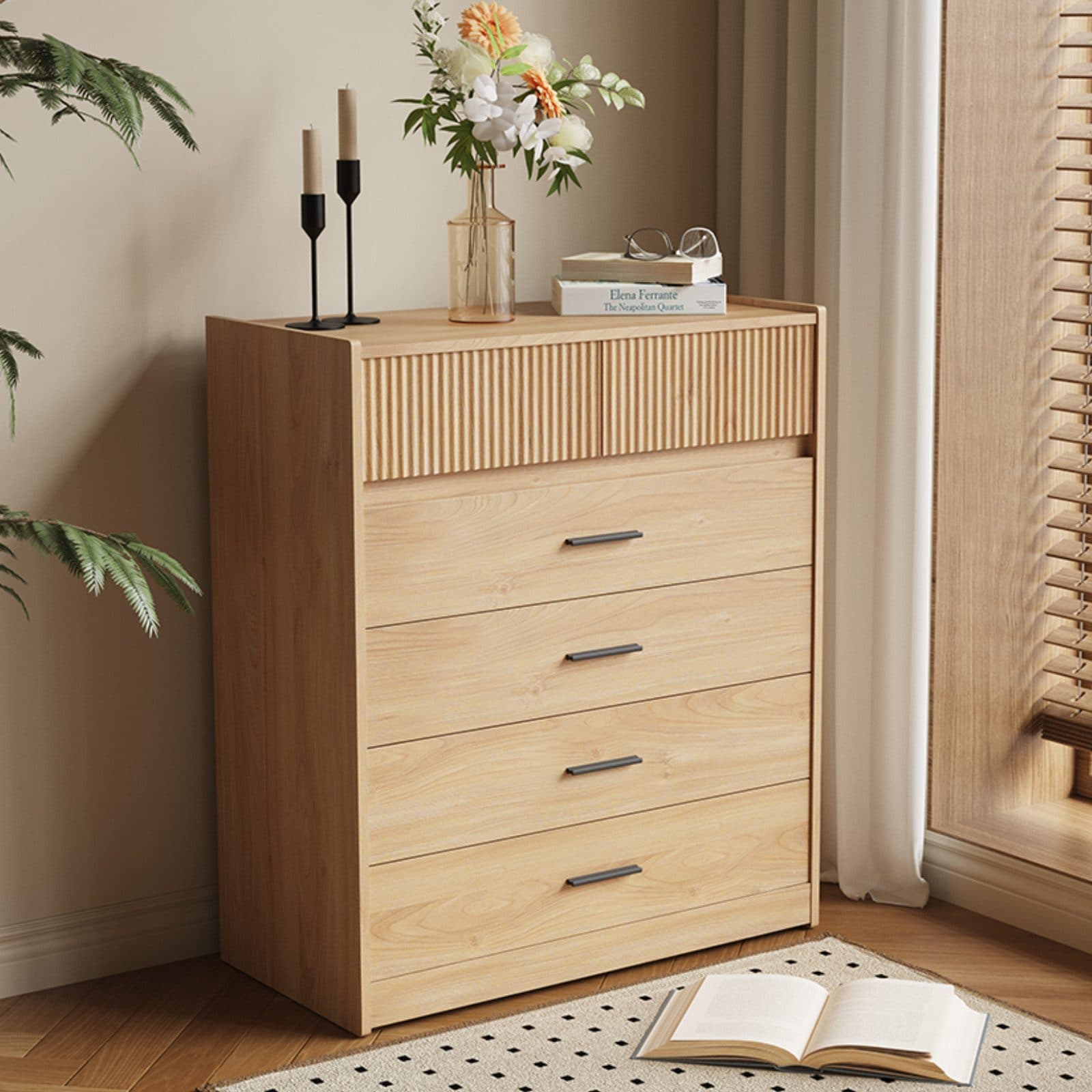 HOMAVO Kommode DG1 mit 6 Schubladen Weiß oder Eiche-Optik Modern