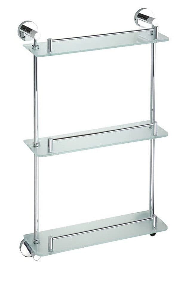 Sapho Ablageregal X-ROUND E Glasablage 3-Fach mit Reling 380x675x130mm, Chrom - Bild 2
