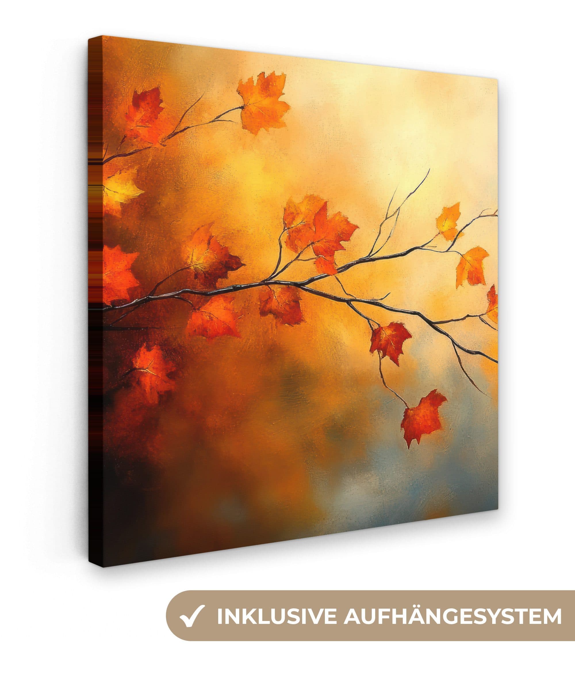 OneMillionCanvasses® Leinwandbild Herbstblätter Orange Abstrakt - Bild 2