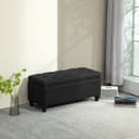 HOMCOM Sitzbank Schwarz mit Stauraum und Gummiholzbeinen Bild 2