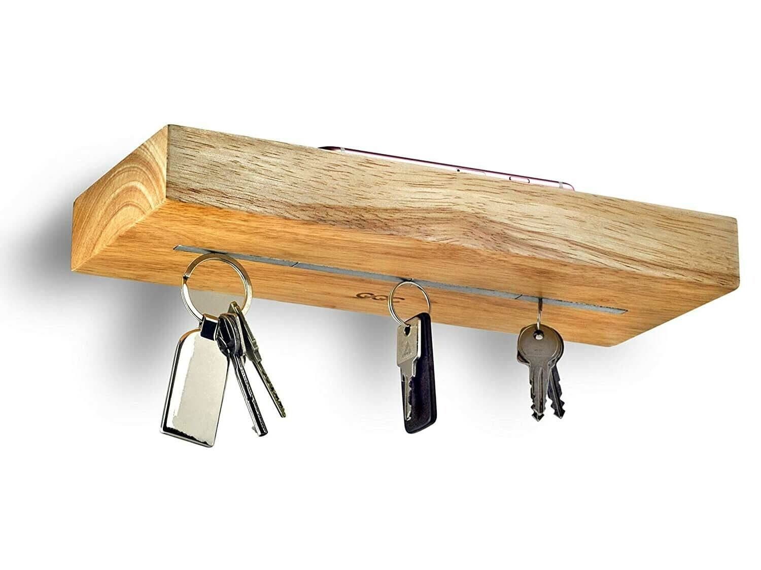 KVOTA Schlüsselbrett mit Magnethalterung und Ablage Massiv-Eiche Modern - Bild 2