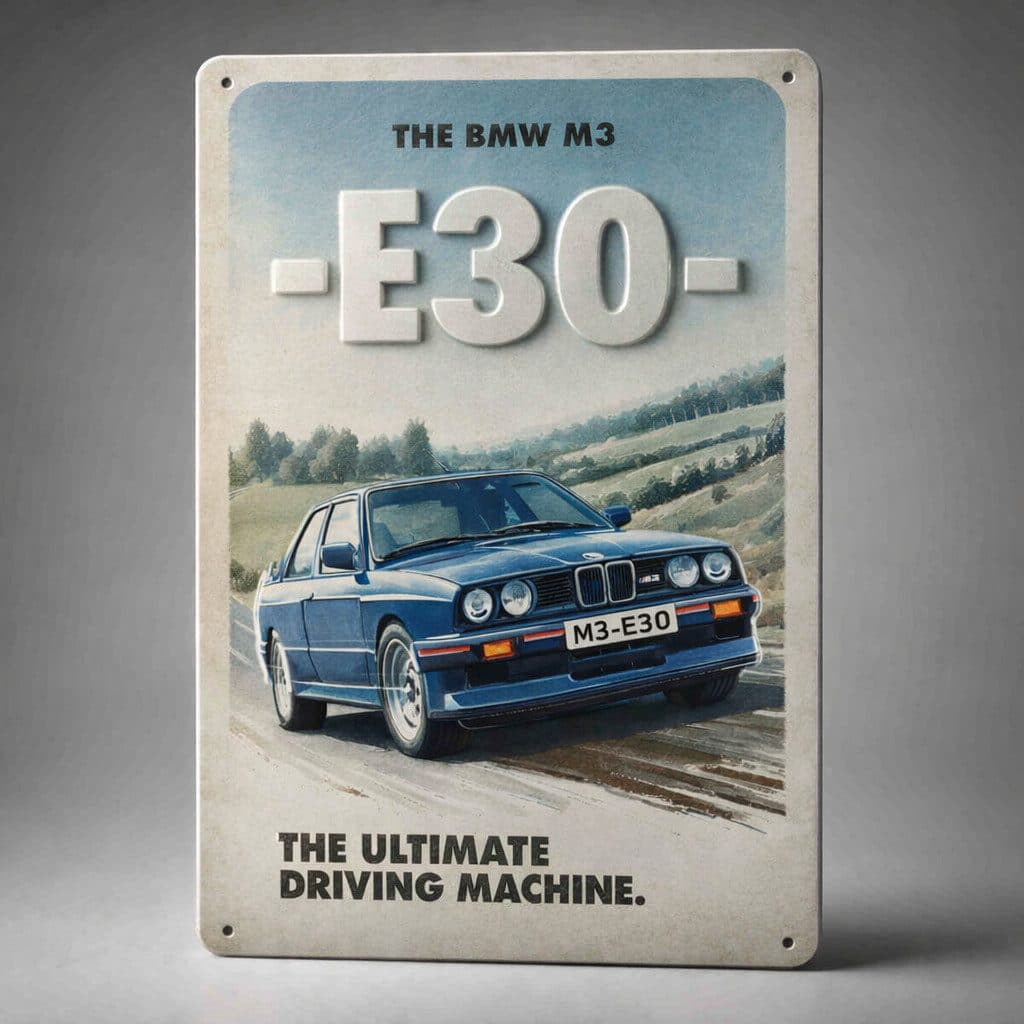BMW M3 E30 Metallschild 20x30cm Blechschild Wandbild