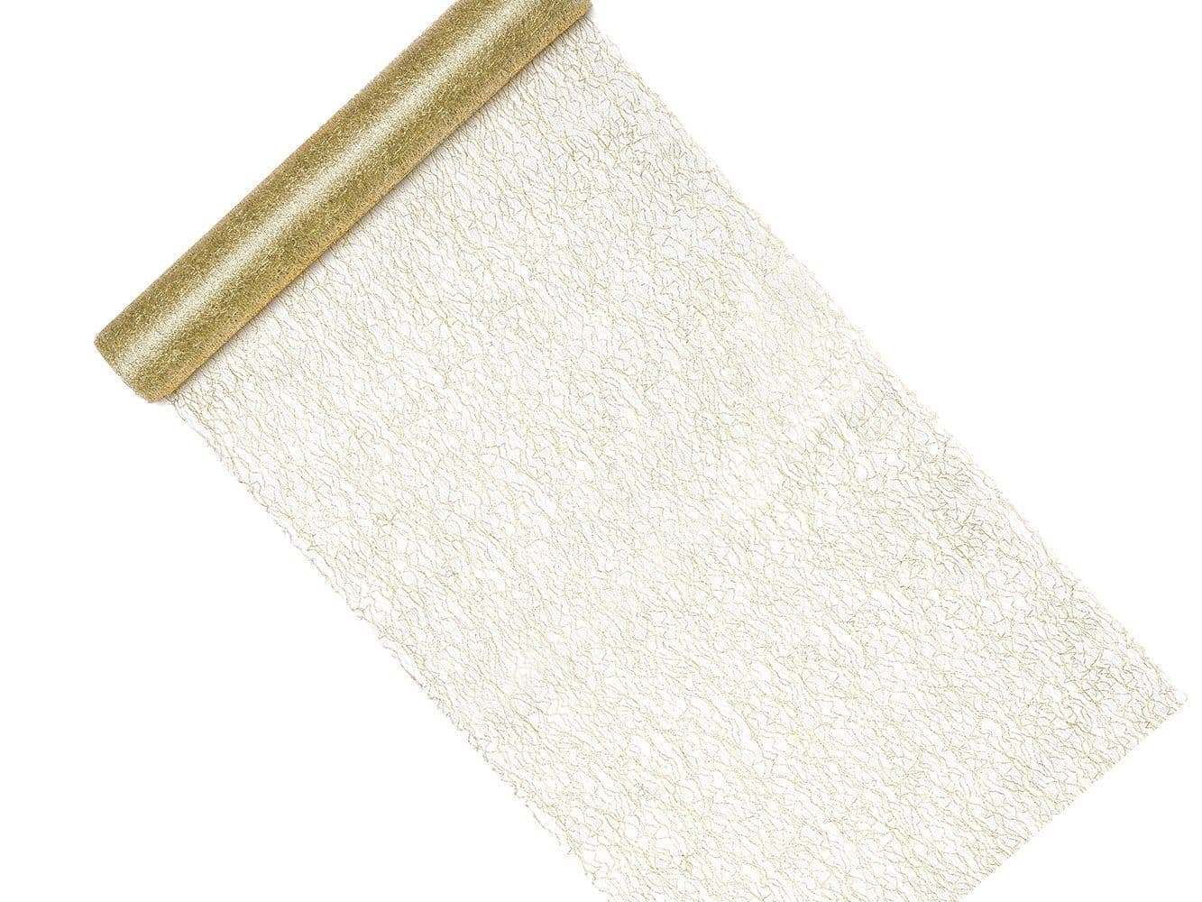partydeco Tischläufer Gold Metallic Netzoptik Rolle - Bild 2