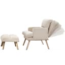 PFCTART Relaxsessel mit Hocker 2-teilig Beige Baumwoll-Leinen Bild 2