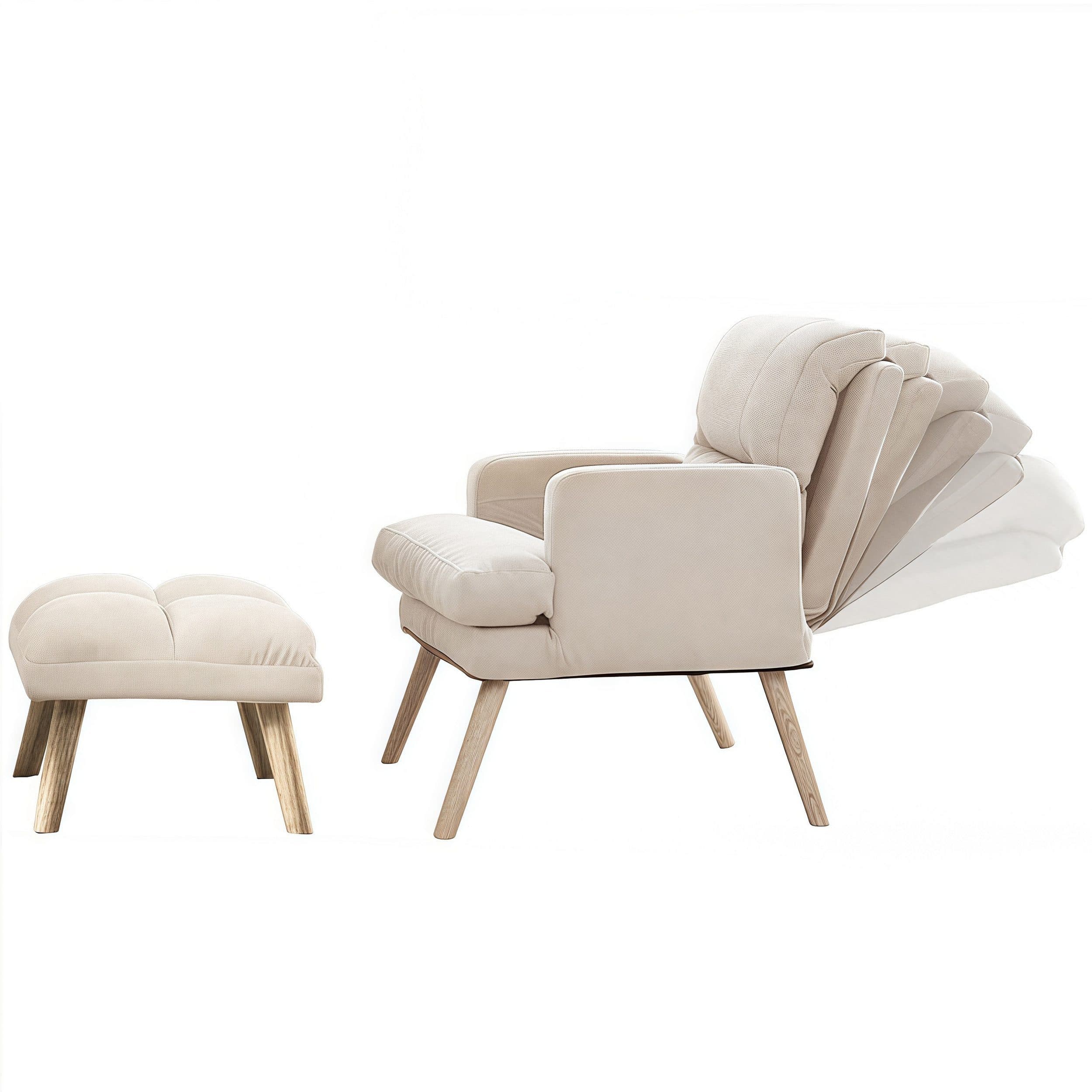 PFCTART Relaxsessel mit Hocker 2-teilig Beige Baumwoll-Leinen - Bild 2
