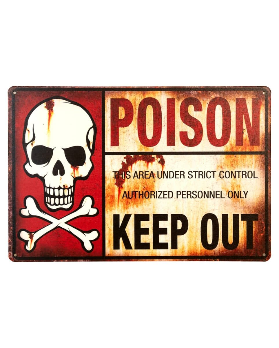 Horror-Shop Hängedekoration „Poison Keep Out“ Metallschild