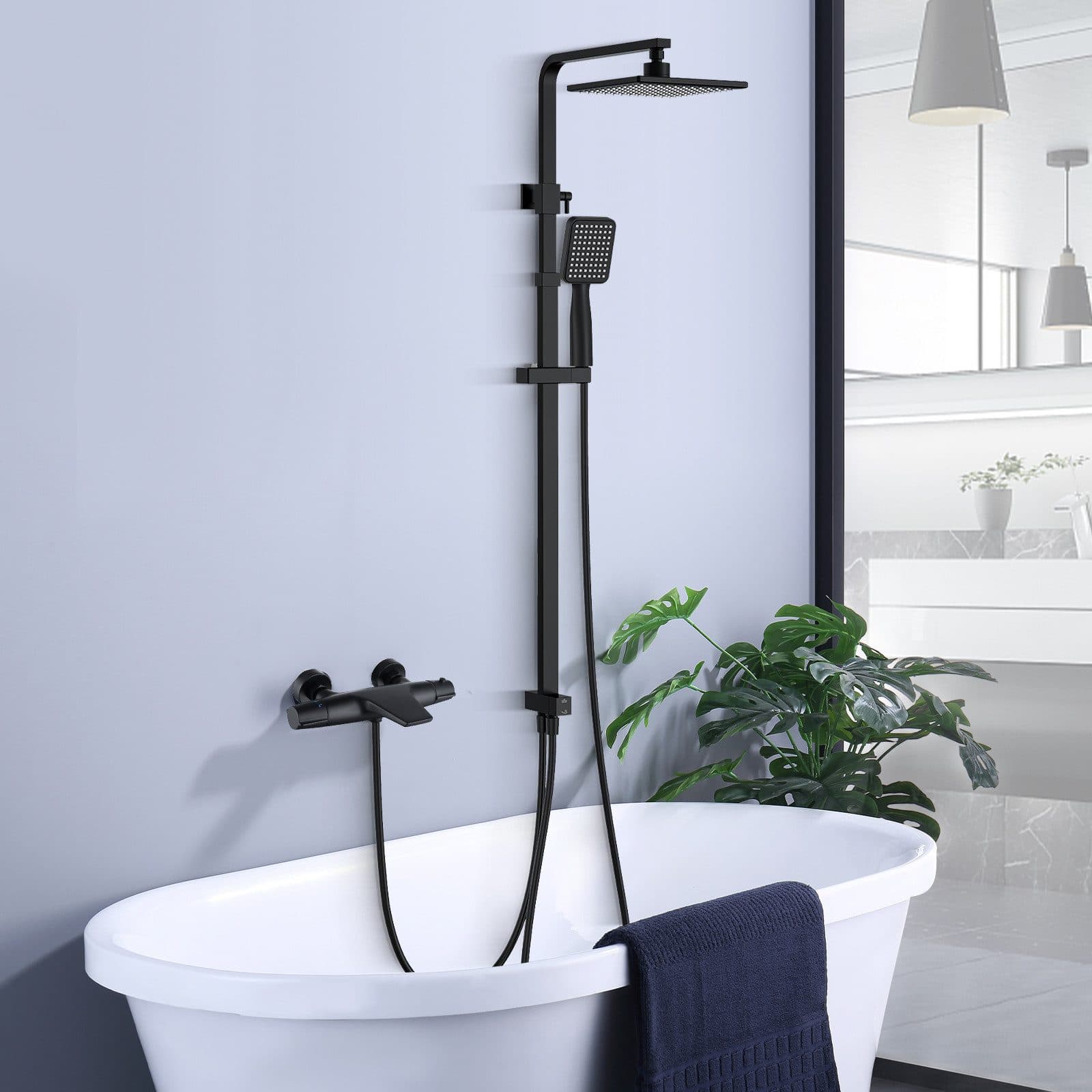 HOMELODY Duschsystem Wasserfall Thermostat 3 Strahlarten Schwarz - Bild 2